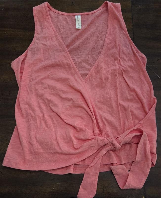 NWOT Altar'd State S Coral Surplice Tank Top Tie Side Boho Blouse 125429