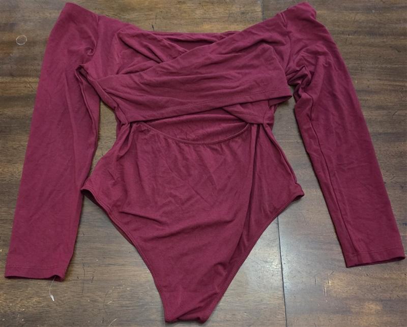 NWOT LUSH L Long Sleeve Bodysuit Off Shoulder Cut Out Sammi 125430