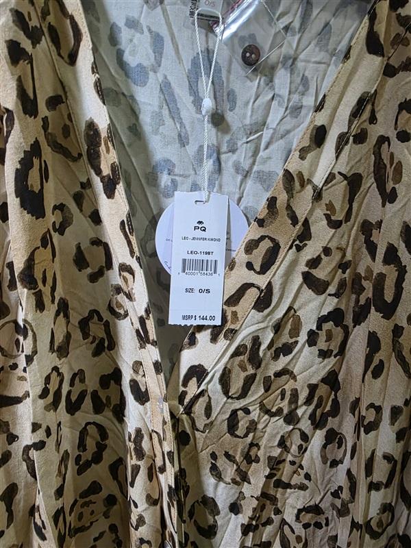 NWT PilyQ Q Jennifer O/S Leo Leopard Kimono Swim Cover-Up 125431