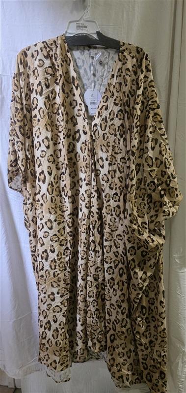 NWT PilyQ Q Jennifer O/S Leo Leopard Kimono Swim Cover-Up 125431