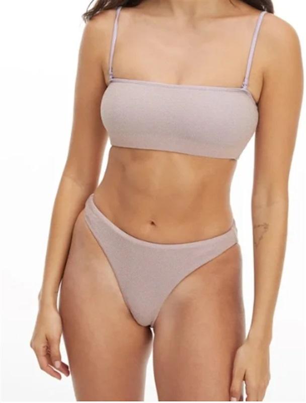 NWT Good American sz 2XL or 5 Lilac Sparkle Swim Bikini Bottom 125434