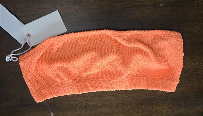 NWT Good American Better Bandeau Bikini Top L/XL Orange Cream Swim Tube 125435