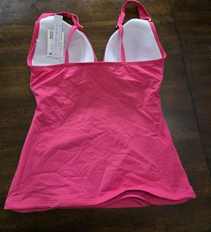 NWT Bleu Rod Beattie 4 Pink Rose Red Ring Ruched Tankini 125436