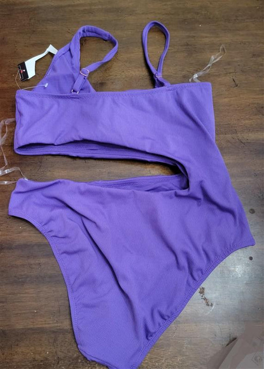 NWOT Bar III XS Micro Rib Purple Monokini Swimsuit 125440