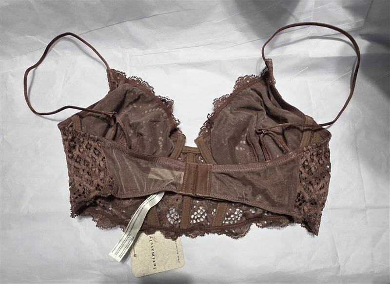 NWT Intimately Free People XS Lace Underwire Sheer Bra Brown 125442