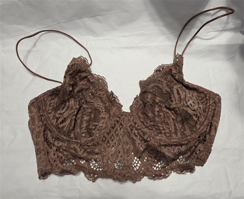 NWT Intimately Free People XS Lace Underwire Sheer Bra Brown 125442