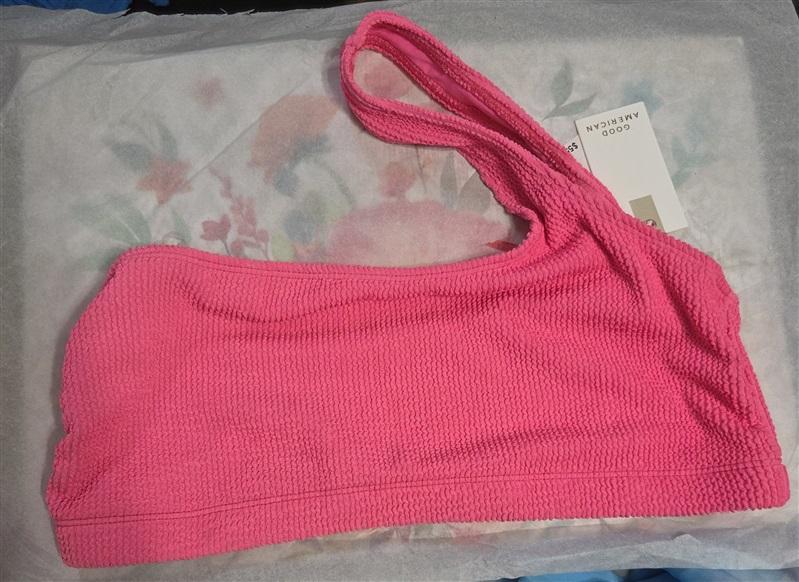 NWT Good American 2xl/ 3XL 5/6 ALWAYS FITS 1 Shoulder BIKINI TOP Pink 125451