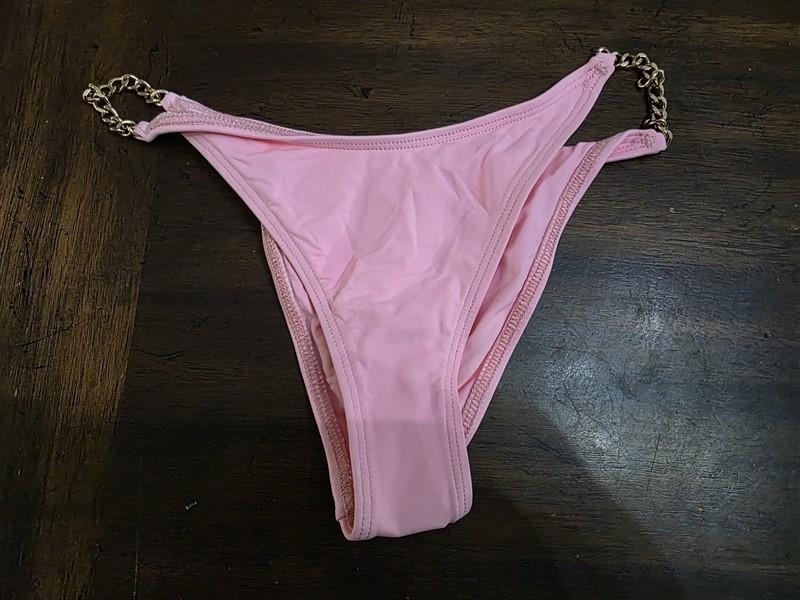 NWOT L*Space L Van Damme Chain Link Sides Bikini Swim Bottom Pink 125453