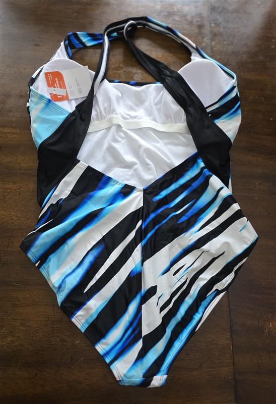 NWT Sports Illustrated XL 1PC Swimsuit Maillot Blue White Black 125466