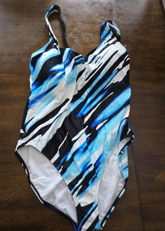 NWT Sports Illustrated XL 1PC Swimsuit Maillot Blue White Black 125466