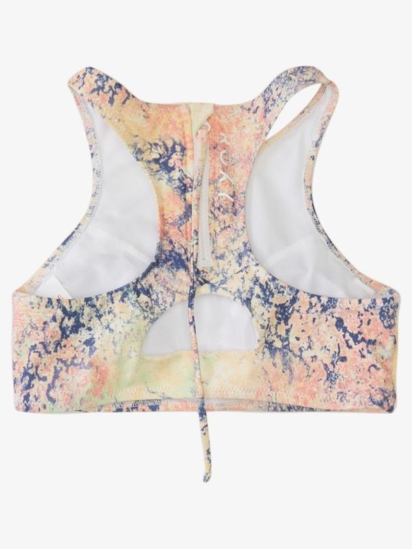 NWT Roxy Active S Crop Top Bikini Top Zip Back Anthracite Racerback 125469