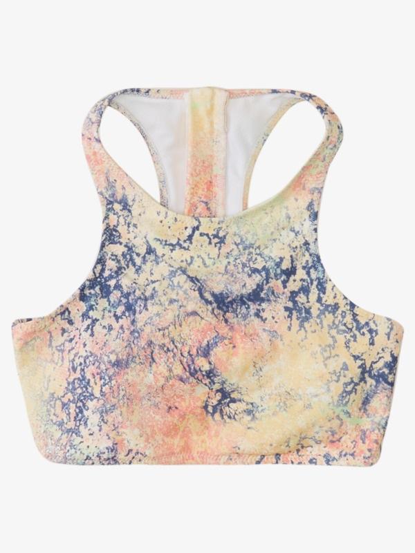 NWT Roxy Active S Crop Top Bikini Top Zip Back Anthracite Racerback 125469