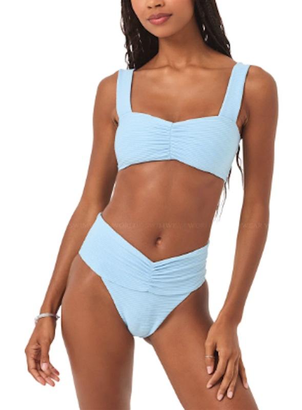 NWT L*Space XS Marlee Eco Chic Repreve SLG Blue Bikini Swim Top 125471