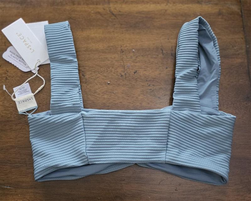 NWT L*Space XS Marlee Eco Chic Repreve SLG Blue Bikini Swim Top 125471