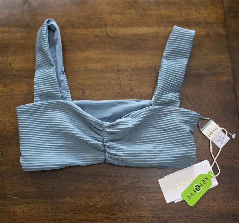 NWT L*Space XS Marlee Eco Chic Repreve SLG Blue Bikini Swim Top 125471