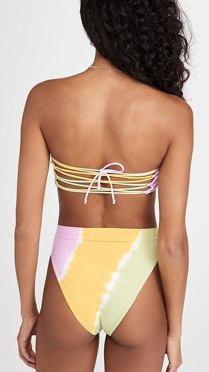 NWOT L*Space XL Beach Wave Americana Bikini Swim Top Yellow green pink 125477