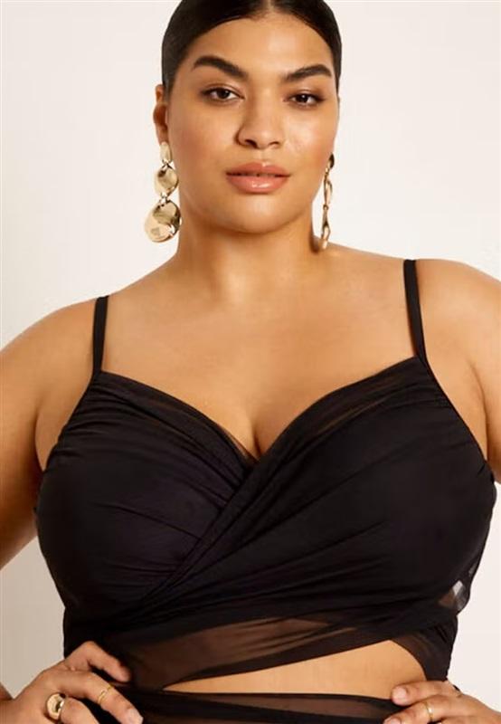 NWT Gabi Fresh Swim x ELOQUII 30 Underwire Wrap Detail Mesh Bikini Top 125482