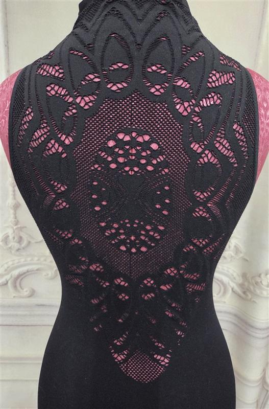 NWOT Last Tango S/M Mesh Lace High Neck Seamless Black Dress 125483