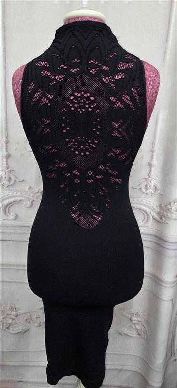 NWOT Last Tango S/M Mesh Lace High Neck Seamless Black Dress 125483