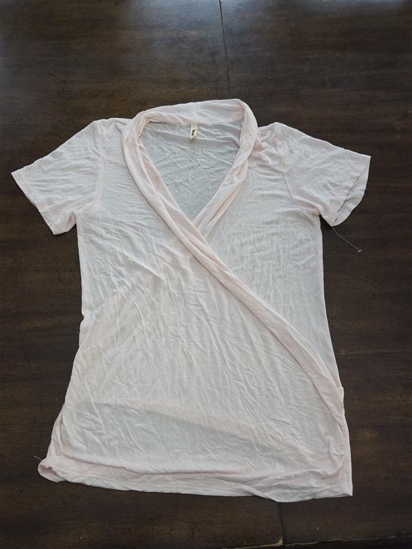 NWOT Lanston XS V Neck Surplice Short Sleeve T Shirt Baby Pink 125496
