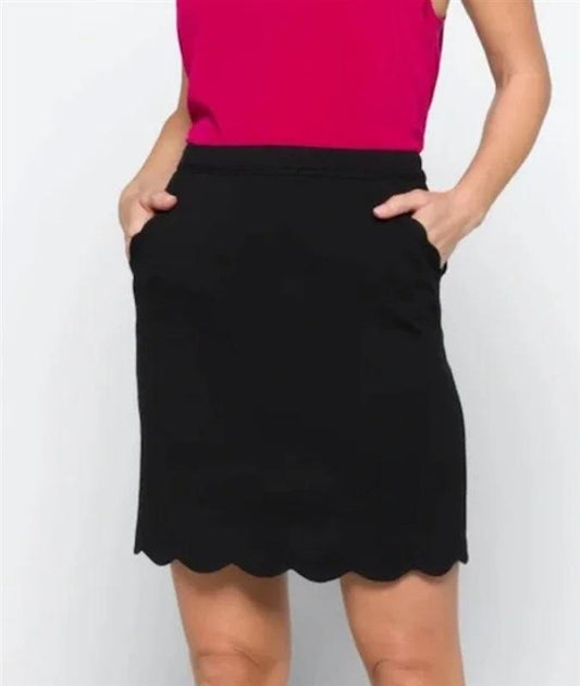 NWTD Skies are Blue S Bernice Scallop Hem Mini Skirt Black 125499