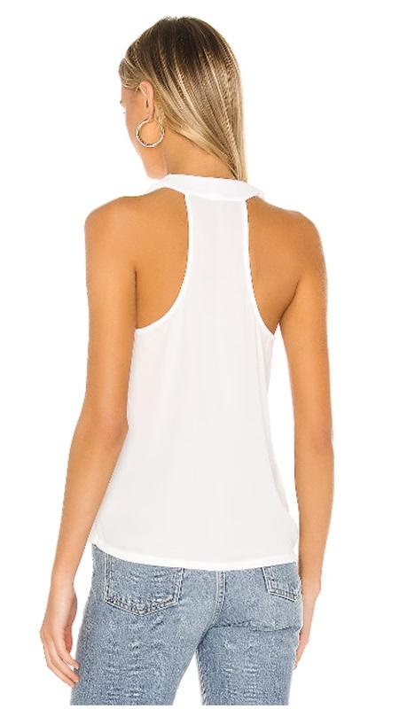 NWOT Krisa M V Neck Surplice White Collared Tank Top 125501