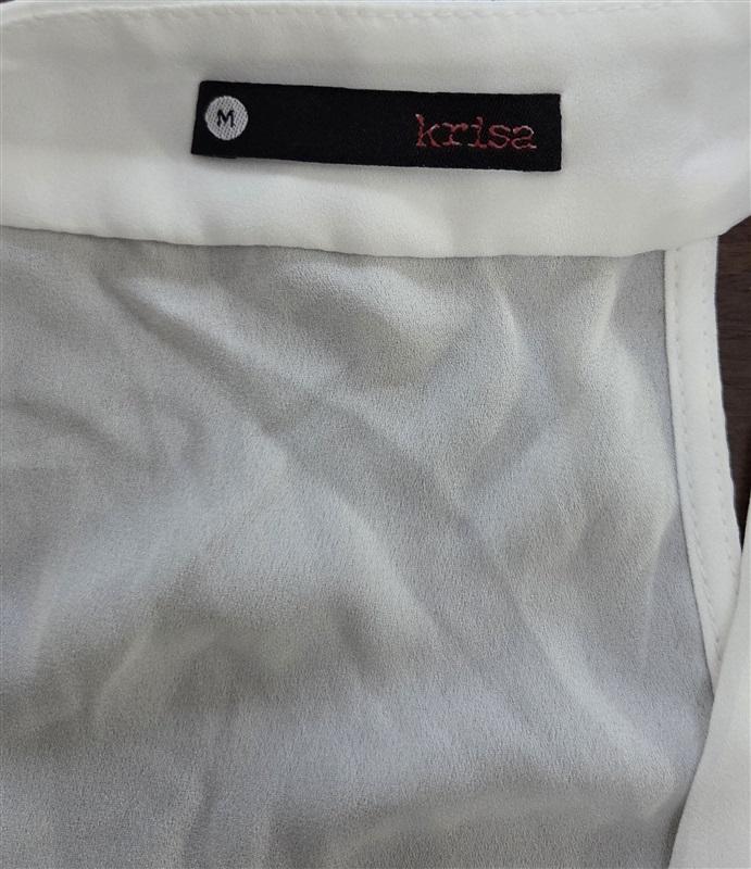 NWOT Krisa M V Neck Surplice White Collared Tank Top 125501