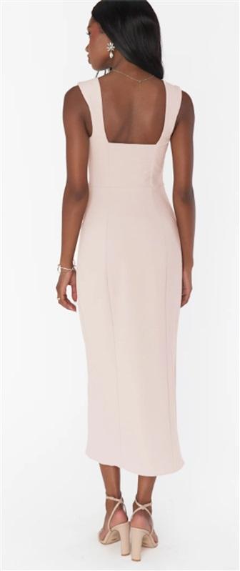 NWOT Show Me Your MuMu XS Eden Midi Stretch Dusty Blush Dress 125505