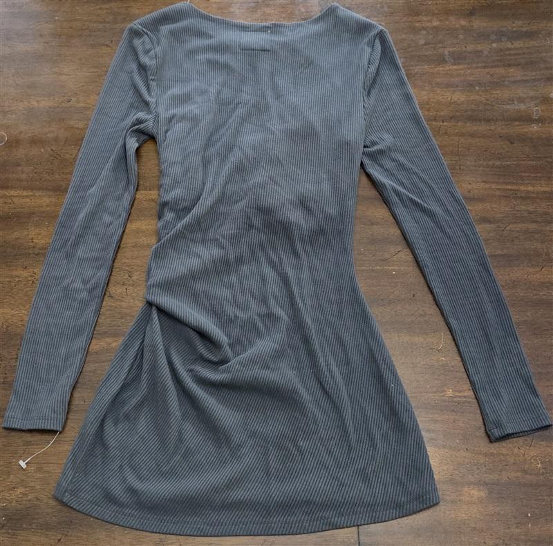 NWT Chaser S Recycled Love Rib Long Sleeve Tee Crossover Charcoal Top 125507