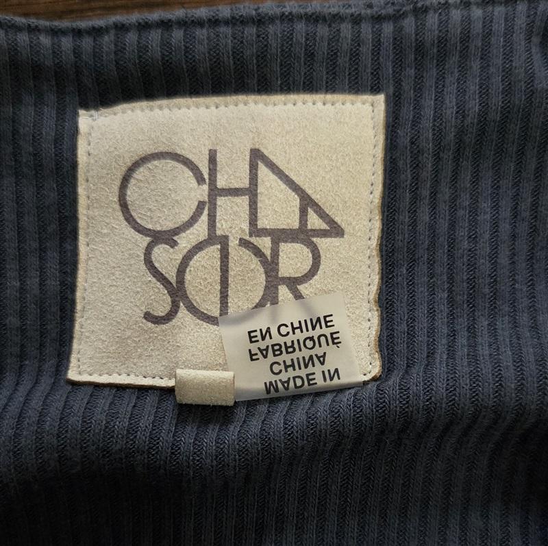 NWT Chaser S Recycled Love Rib Long Sleeve Tee Crossover Charcoal Top 125507