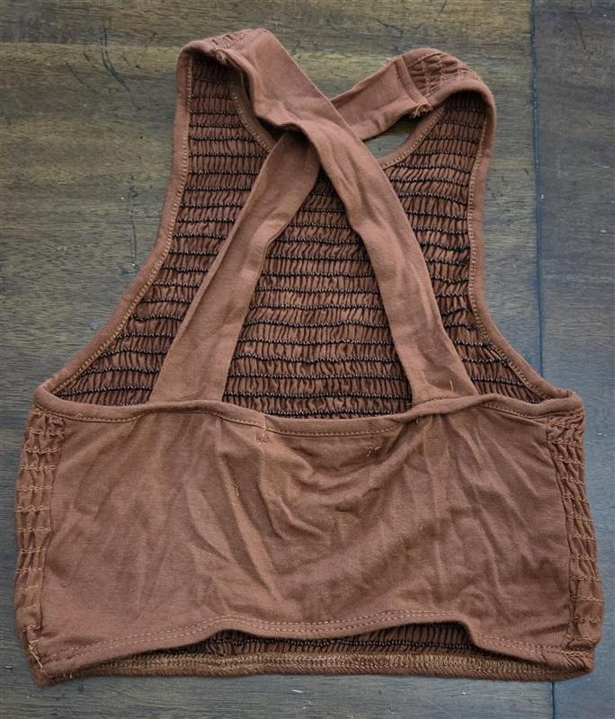 NWOT Urban Outfitters XS Wire-Free Ruched Camisole Crop Top Brown 125509