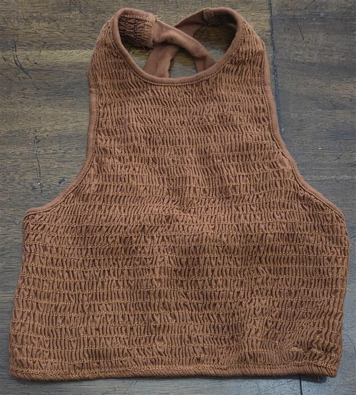 NWOT Urban Outfitters XS Wire-Free Ruched Camisole Crop Top Brown 125509