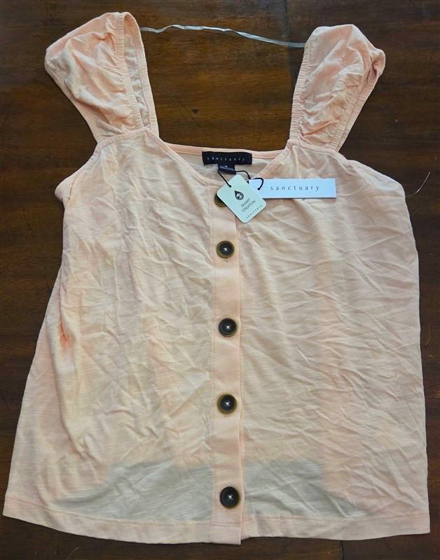 NWT Sanctuary M Button Front Sleeveless Tank Top Peach 125510