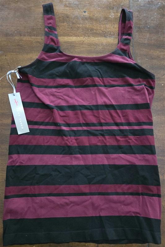 NWT Last Tango M/L Tonal Stripe Tank Top Wine Black 125518