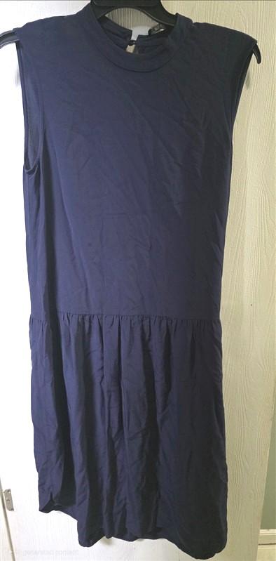 PO Eileen Fisher S Sleeveless Drop Waist Dress Blue 125525