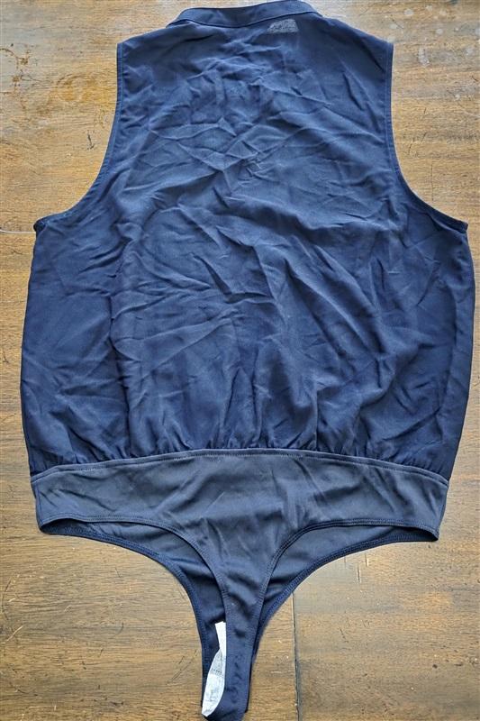NWT Violets & Rose L Blue Button Up Pleated Thong Bodysuit 125527