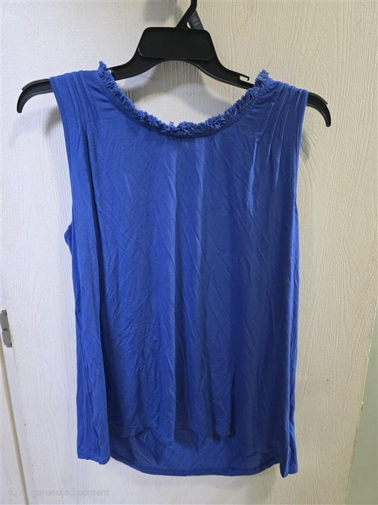 NWT Soft Surroundings XL Sofia Fringe edge Tank Pleat Top Blue 125532