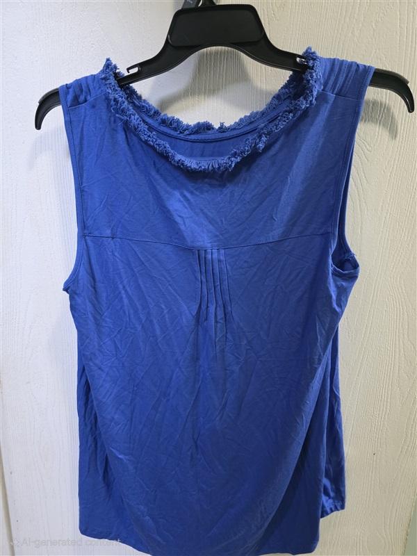 NWT Soft Surroundings XL Sofia Fringe edge Tank Pleat Top Blue 125532