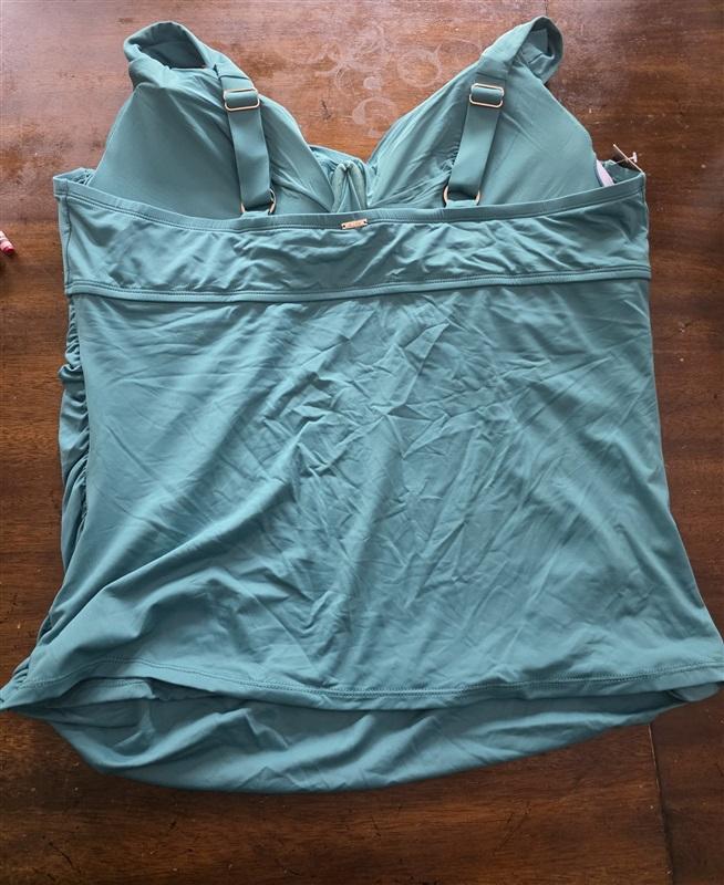 NWT Anne Cole 22W Underwire Twist Tankini Swim Top Ocean Green 125544