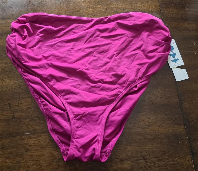 NWT Anne Cole 18W Convertible High Waist Shirred Swim Bottom Berry 125552