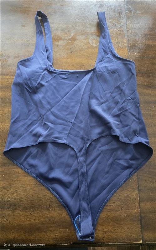 NWOT Good American 3XL or 6 Square Neck Scuba Tank Bodysuit Thong Blue 125557