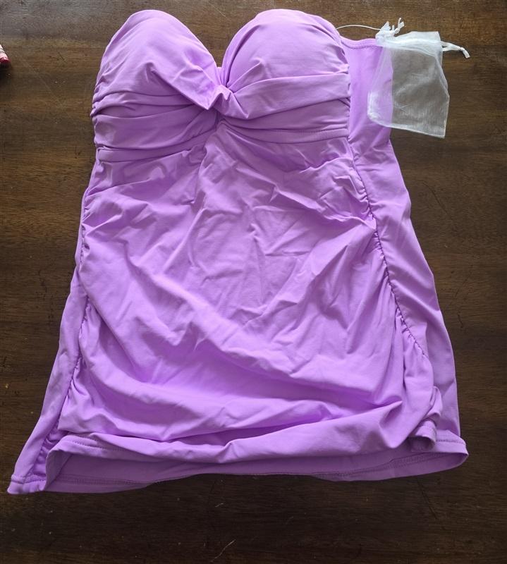 NWOT Anne Cole XS Twist Front Bandeaukini Swim Top Purple 125564