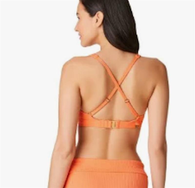 NWT Bleu Rod Beattie Orange Walk The Line Over The Shoulder Bikini Top 125565