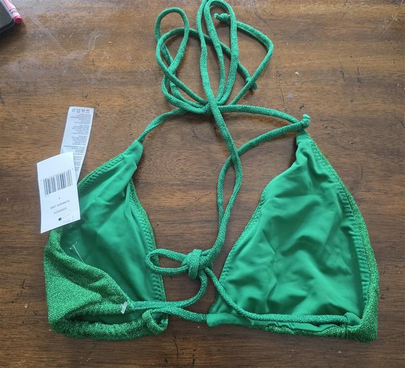 NWT Good American XL or 4 Triangle Bikini Top Sparkle Green 125570