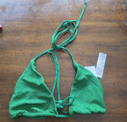 NWT Good American XL or 4 Triangle Bikini Top Sparkle Green 125570