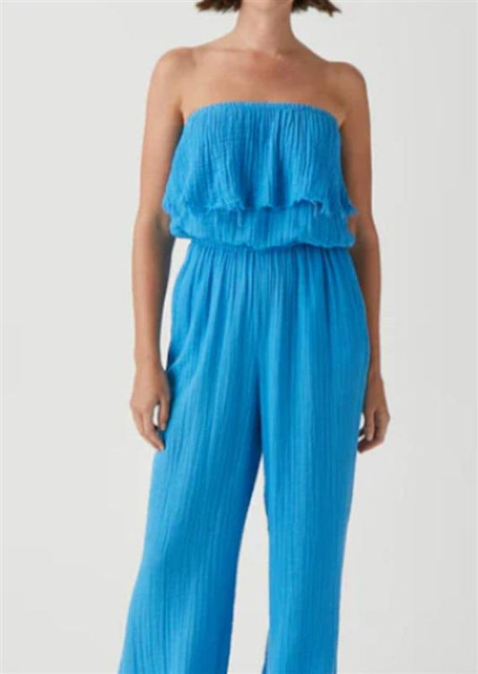 NWOT Michael Stars XS Riya Double Gauze Jumpsuit S Blue Boho 125576