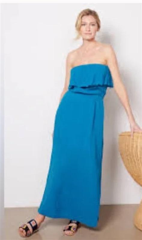 NWOT Michael Stars S Tara Strapless Maxi Dress Gauze Lace Crinkle Dress 125577