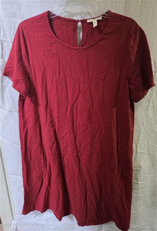 NWOT Eileen Fisher 100% Silk Noil Rust Red Mini Dress 125586