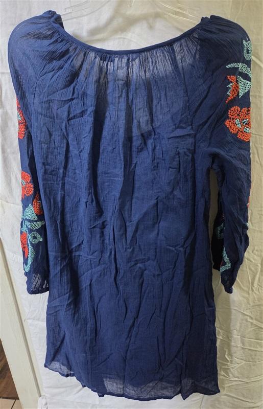 NWOTD Trina Turk 10 Crinkle Gauze Blue Embroidered Floral Mini Boho Dress 125587