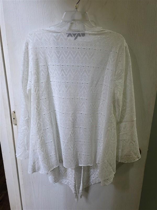 NWOT Charmosa L Open Front Mesh Kimono Swim Cover-Up White 125599